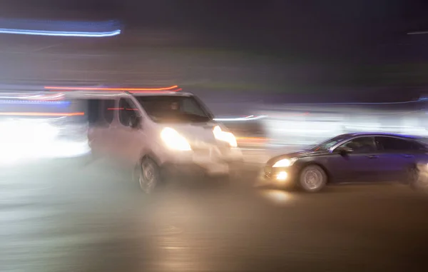 Car Accident Two Cars Crashed City Road Intentional Motion Blur — Stock Photo, Image