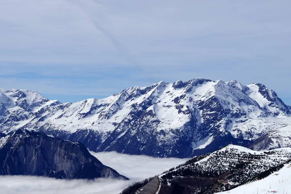 Όμορφη Θέα Των Βουνών Γαλλικές Άλπεις — Φωτογραφία Αρχείου