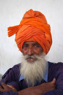 INDIA, Yeni Delhi - 19 Kasım 2016. Yeni Delhi 'deki Sikh Tapınağı' nda bir Sih portresi..