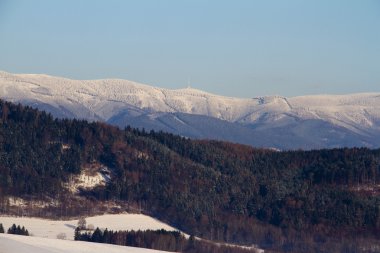 Panorama of Jeseniky mountains in Czech republic with the highest point Praded clipart