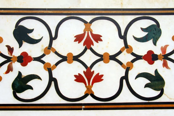 Detail of pietra dura inlaid work in Taj Mahal — Stock Photo, Image