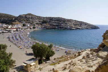 Seyahat Yunanistan: Matala plaj yaz aylarında Girit'te