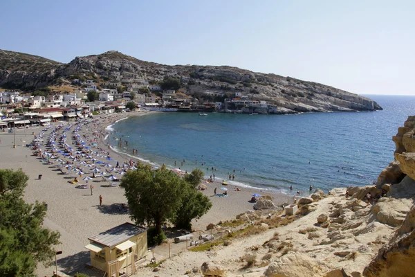 Seyahat Yunanistan: Matala plaj yaz aylarında Girit'te