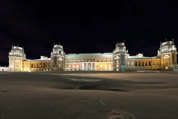 Rusland. Moskou. Tsaritsyno paleis. nacht uitzicht in de winter. — Stockfoto