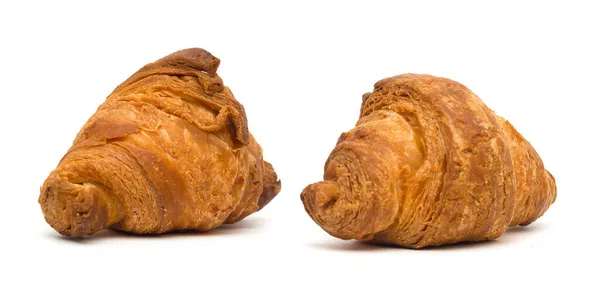 Två Små Croissanter Isolerad Vit Bakgrund — Stockfoto