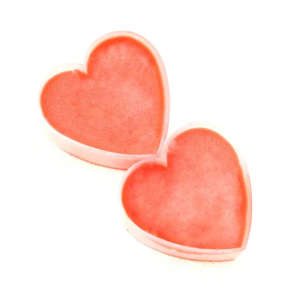 Dvě valentýnské srdce izolované na bílém pozadí — Stock fotografie