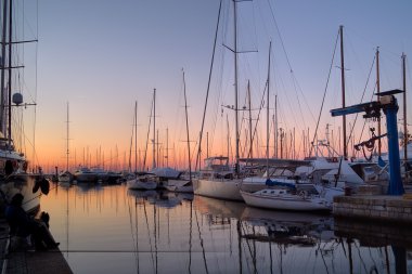 gün batımında Superyacht
