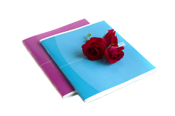 Two notebooks and roses — Stock Photo, Image