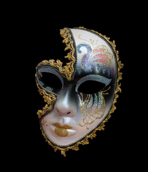 Siyah arka plan üzerine izole kadın karnaval maskesi — Stok fotoğraf