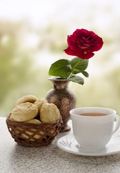 Thee en kokos koekjes — Stockfoto