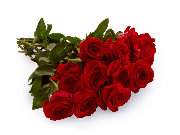 Bouquet of red roses with a shadow lies — Stock Photo, Image