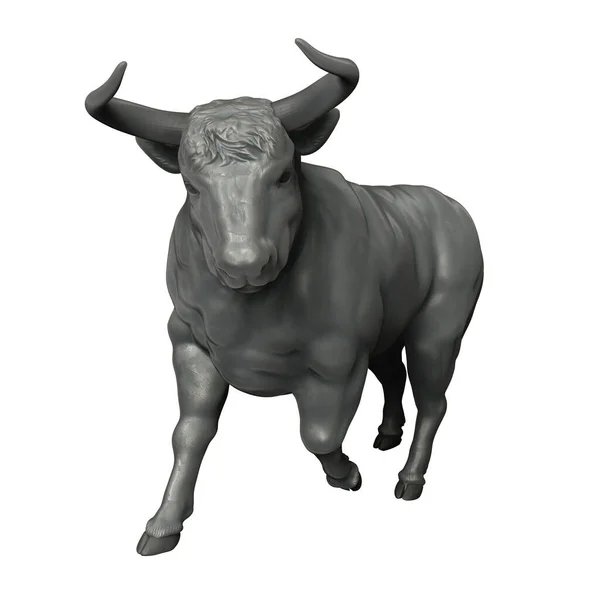 被白色背景隔离的公牛。渲染3D模型的结果 — 图库照片