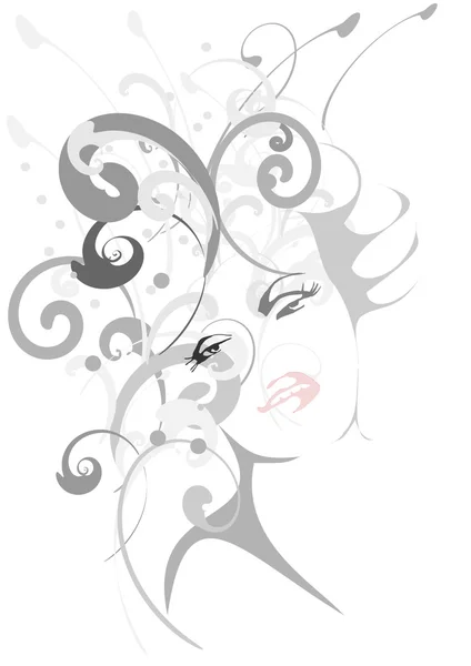 Female image with swirls — Stock Vector