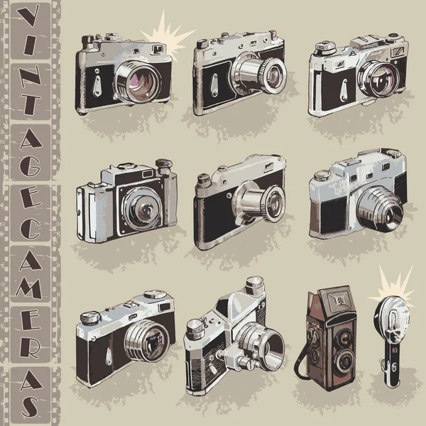 Vintage cameras set — Stock Vector