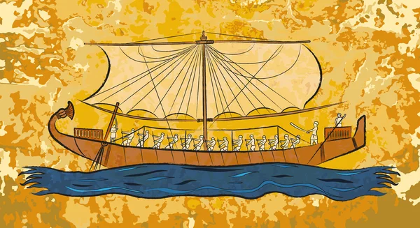 Papyrus égyptien bateau fresque — Image vectorielle