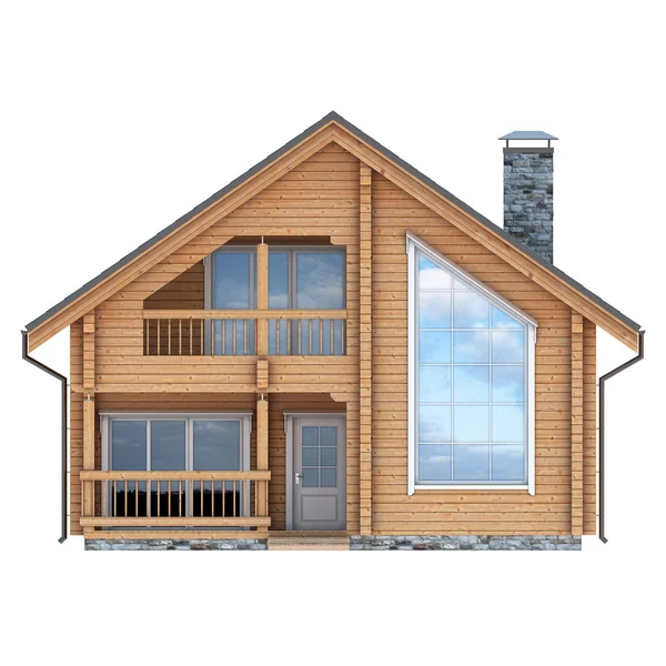 Log house facade on white background — Stock Photo, Image