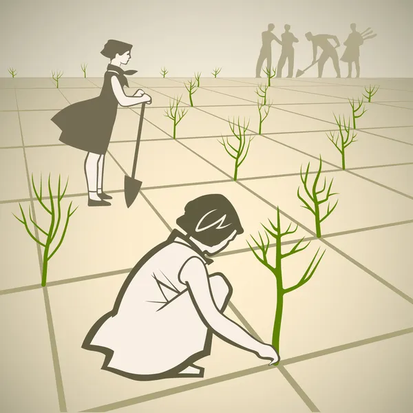 Planting trees Vector Graphics