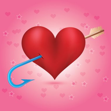 Cupids arrow strikes to the heart clipart