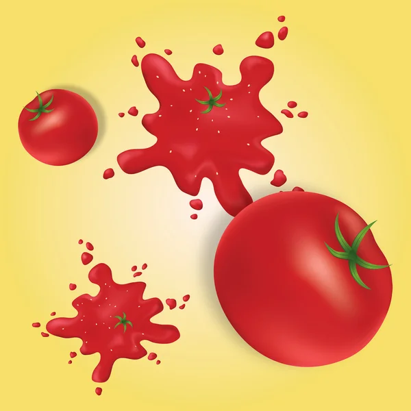 Salpicos de tomates vermelhos na parede — Fotografia de Stock