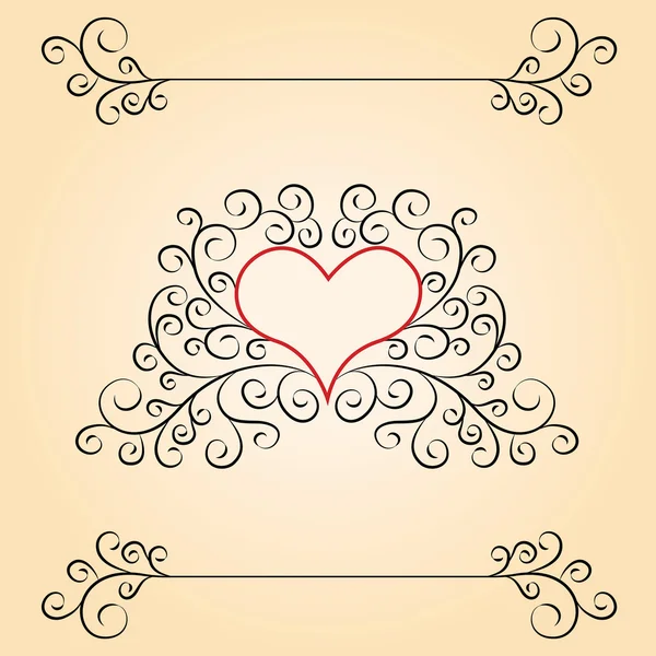 Valentine dag kaart met patronen en hart binnen — Stockfoto