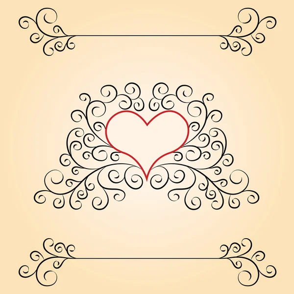 Valentine day card with patterns and heart inside — Stock Vector