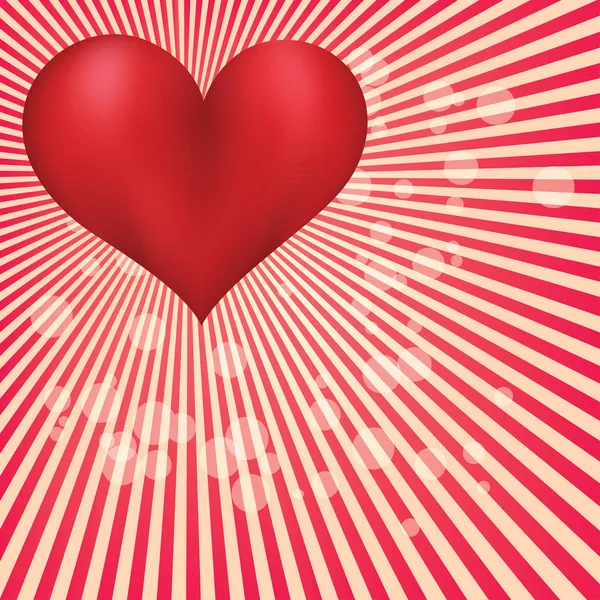 Tarjeta de San Valentín con enorme corazón rojo — Vector de stock