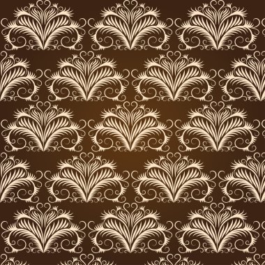 kahverengi zemin üzerine bej vintage desen