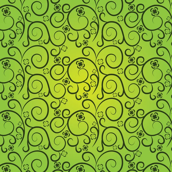 ビンテージ緑の背景に花柄 — ストックベクタ