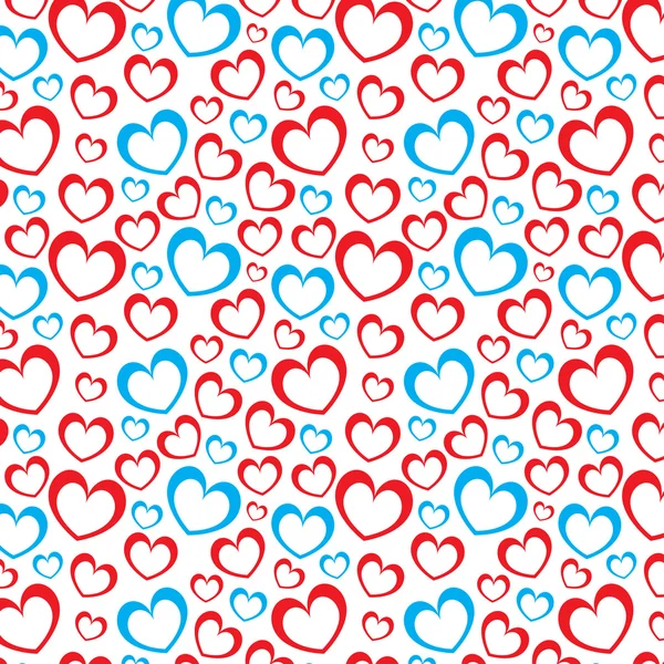 White background with red and blue hearts — Stock Vector