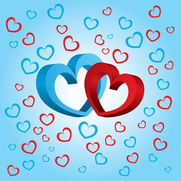 Two volumetric hearts on a blue background — Stock Photo, Image