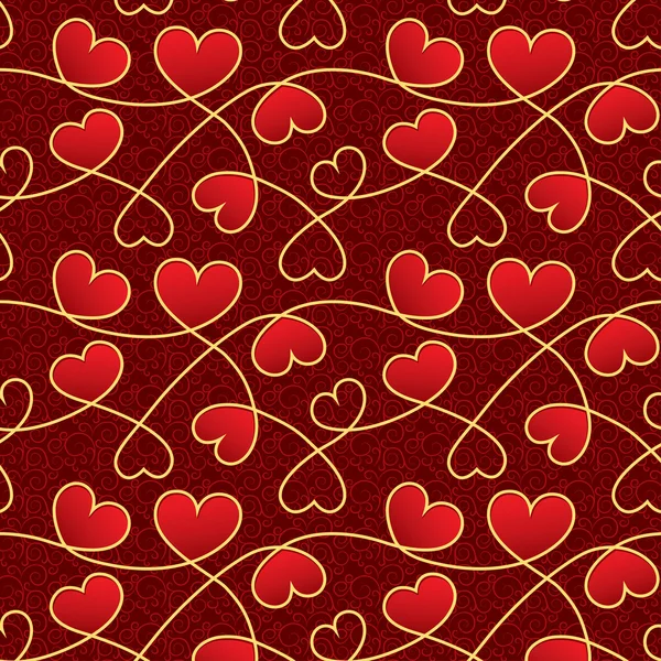Struktur för en alla hjärtans dag med röda hjärtan och vintage mönster — Stockfoto
