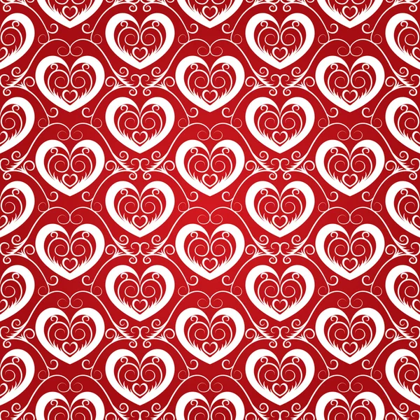 Texture for a Valentine day with white hearts and floral pattern — Stock Photo, Image