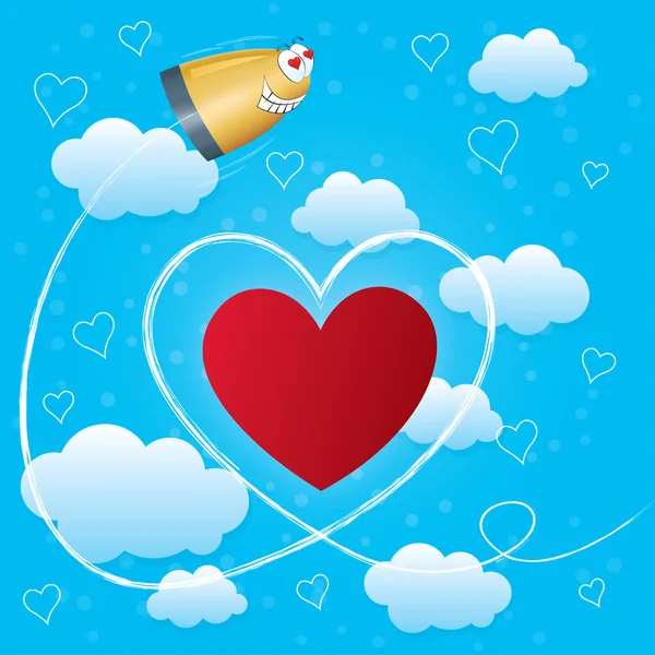 Valentines day card with hearts, arrow and bullet — Stock Photo, Image