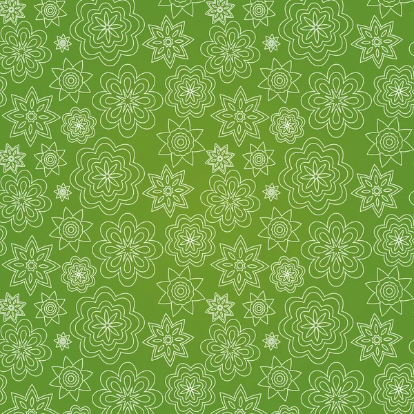 Великий безшовний квітковий зелений фон з білими квітами — стоковий вектор