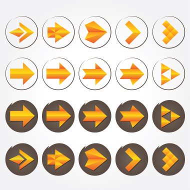 Turuncu hacimsel oklar. koleksiyon. ok işareti Icon set.