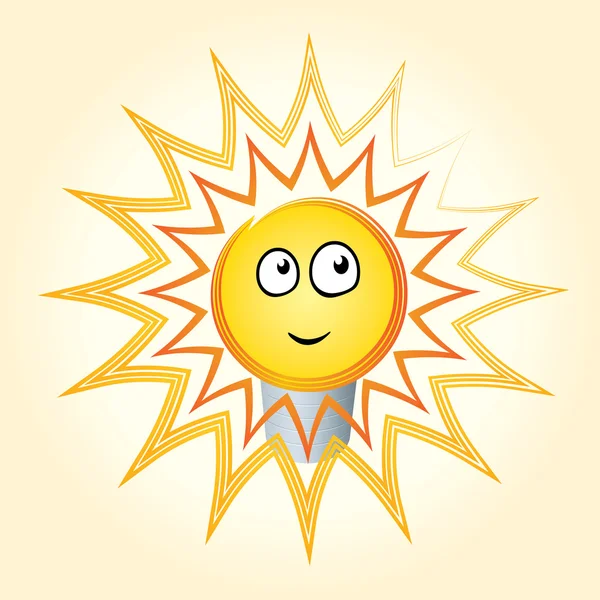 Concepto de idea de bombilla. Luz sonriente . — Vector de stock