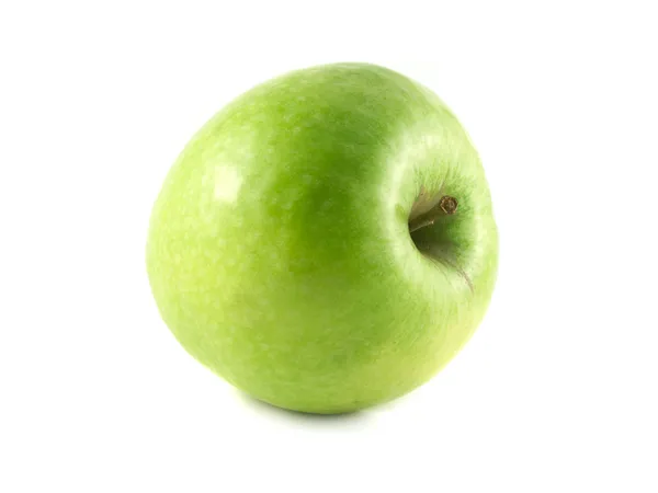 Na białym tle zielone jabłko. jabłko świeże diety (kłamstwa). — Zdjęcie stockowe