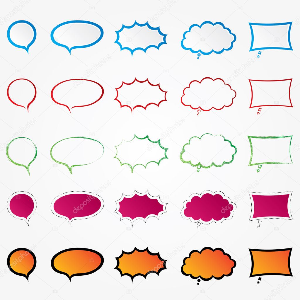 Colorful comic speech bubbles set (collection)