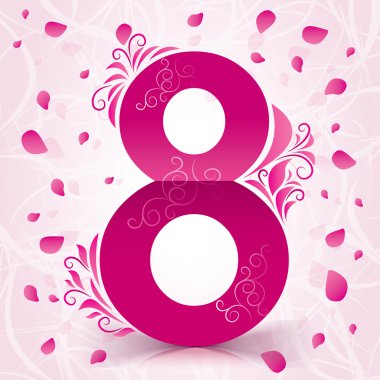 Çiçek elemanları ile 8 Mart kadınların günü kartı