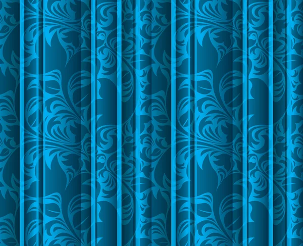 Seamless floral texture on the blue curtains — Stock Photo, Image