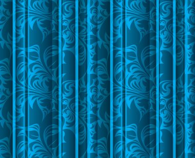 Dikişsiz çiçek doku üzerinde mavi perde