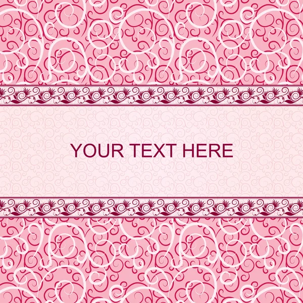 Tarjeta vintage rosa con fondo de ornamento floral . — Archivo Imágenes Vectoriales