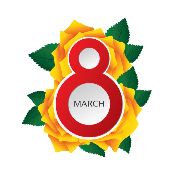 8. März Frauentagskarte mit üppigen Rosen — Stockfoto