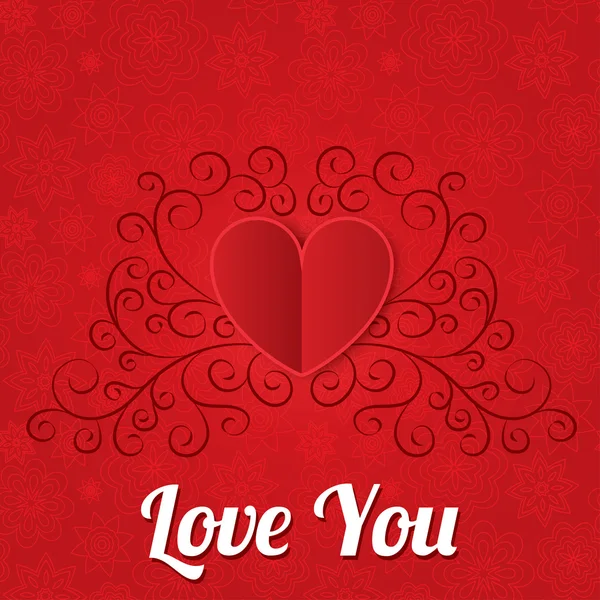 Red paper hearts background. Valentines day card. — Stock Vector