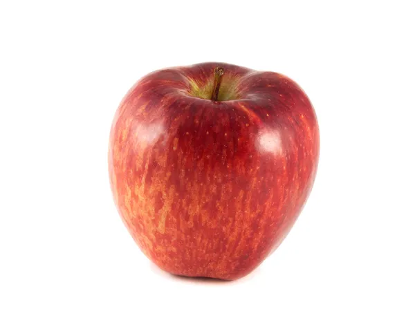 Na białym tle duże czerwone jabłko na białym tle. — Zdjęcie stockowe