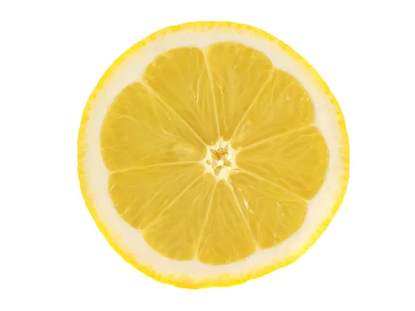 Slice of yellow lemon on a white background — Stock Photo, Image