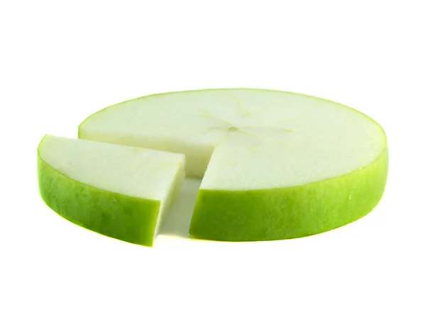 Pie chart of sliced green apple — Stock Photo, Image