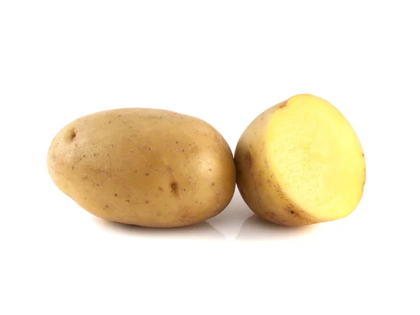 New potato with sliced half isolated on white — Stock Photo, Image