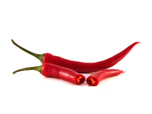 Sliced red chili hot pepper on white background. — Stock Photo, Image