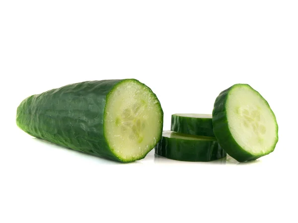 Sliced cucumber with slices isolated on white — Stock Photo, Image